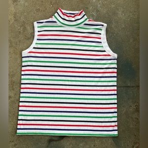Striped Baesic Turtleneck Tank Top